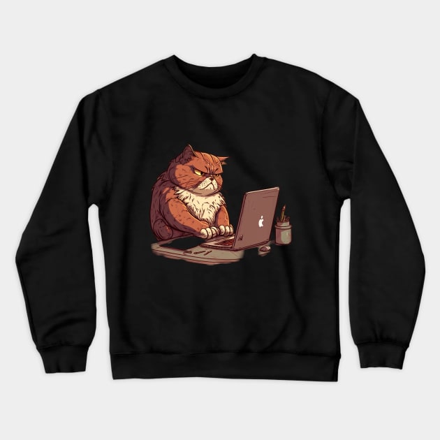 Feline IT Pro: The Tech-Savvy Cat Crewneck Sweatshirt by Starry Street